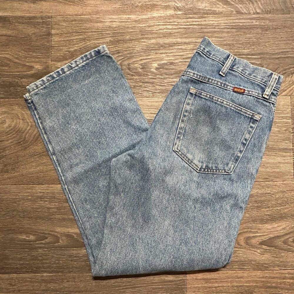 Vintage Rustler Jeans Mens Denim 34x29 Classic Straight Fit Light Wash Workwear